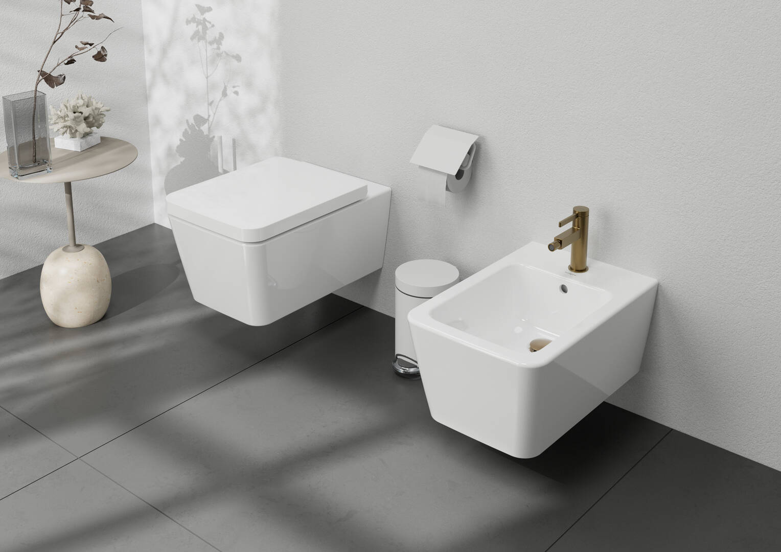 Close-up: 1-grebs bidétarmatur med push-open bundventil 1