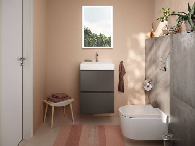 Close-up: Handrinse basin 500/480 with tap hole without overflow  SmartClean