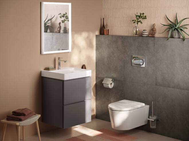 Close-up: Handrinse basin 500/480 with tap hole without overflow  SmartClean