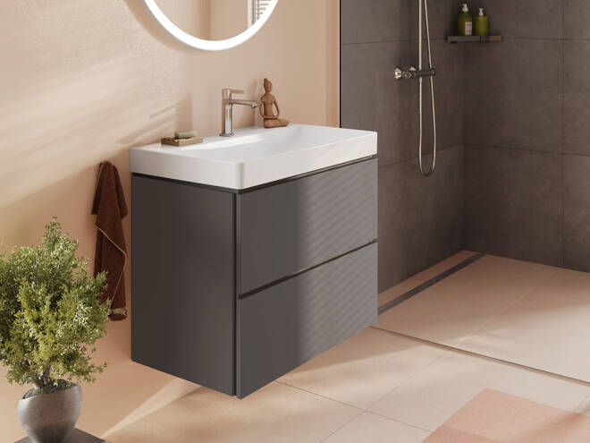 Close-up: Wash basin 800/480 with tap hole and without overflow  SmartClean