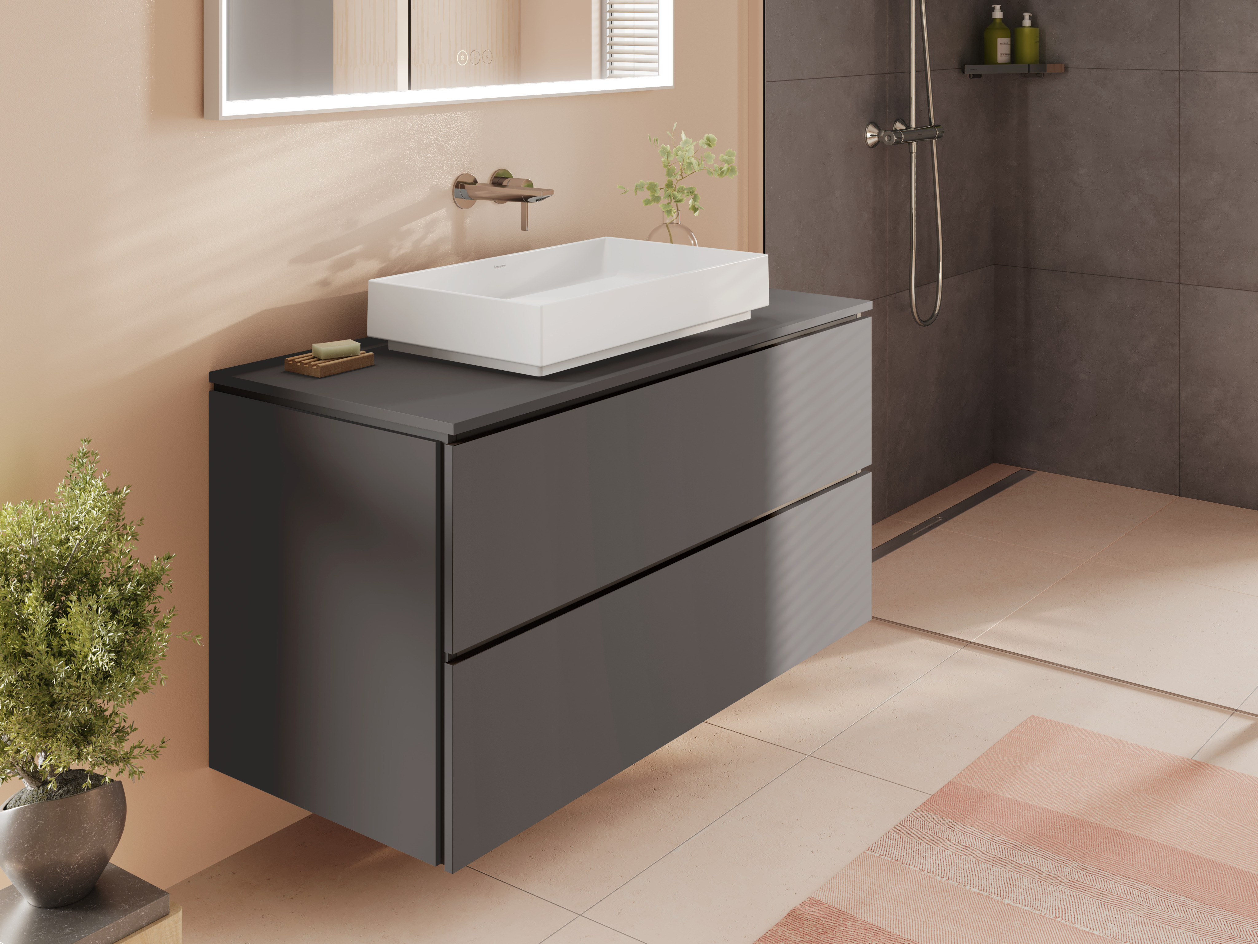 Close-up: Single lever basin mixer for concealed installation wall-mounted with spout 20 cm without waste set 21