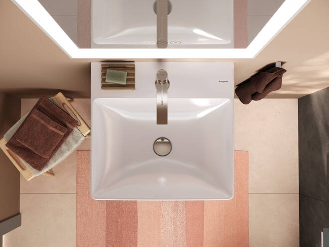 Close-up: Handrinse basin 500/480 with tap hole without overflow  SmartClean