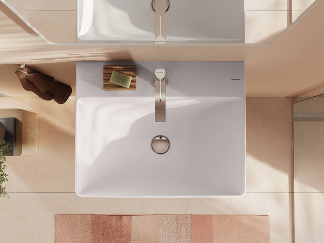 Close-up: Wash basin 600/480 with tap hole and without overflow  SmartClean