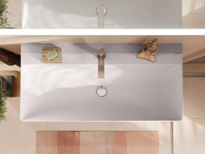 Close-up: Wash basin 1000/480 with tap hole and without overflow  SmartClean