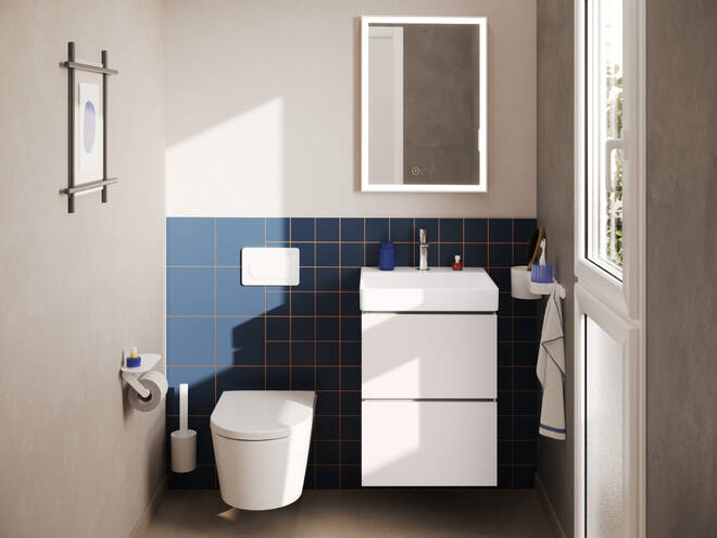 Close-up: Handrinse basin 500/480 with tap hole without overflow  SmartClean