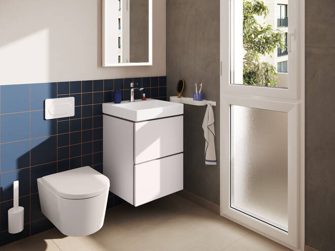 Close-up: Handrinse basin 500/480 with tap hole without overflow  SmartClean