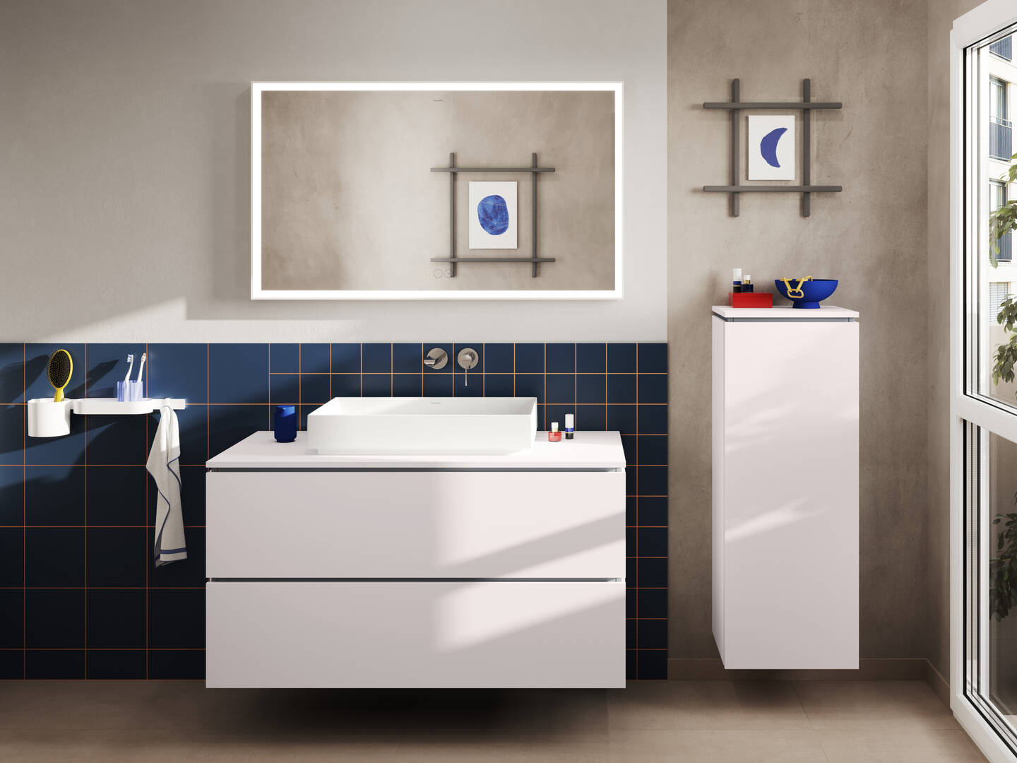 Close-up: Single lever basin mixer for concealed installation wall-mounted with spout 20 cm without waste set 22