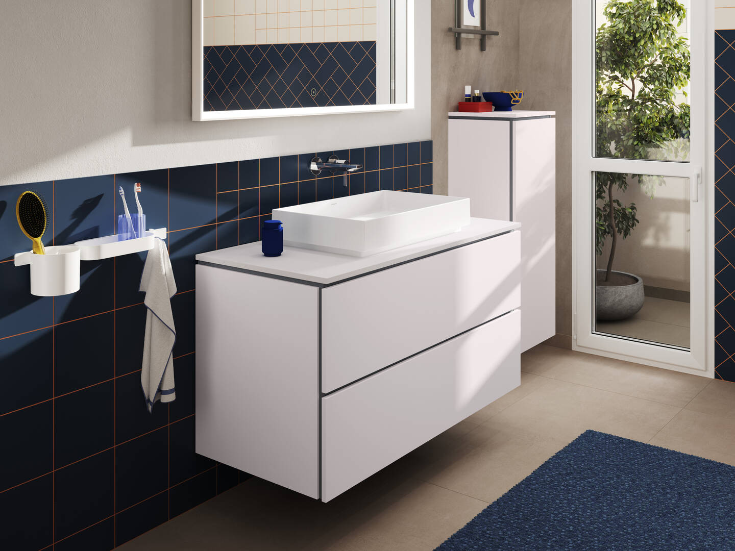 Close-up: Single lever basin mixer for concealed installation wall-mounted with spout 20 cm without waste set 23