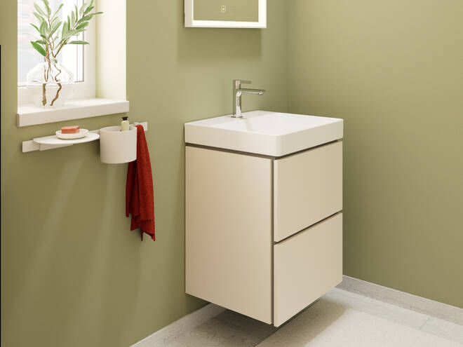 Close-up: Handrinse basin 500/480 with tap hole without overflow  SmartClean