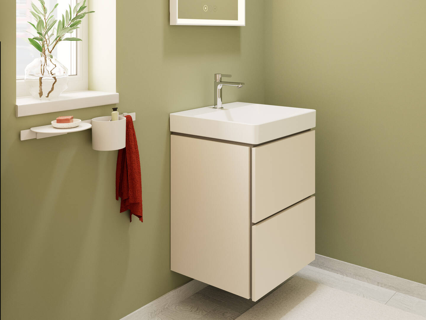 Close-up: Handrinse basin 500/480 with tap hole without overflow  SmartClean