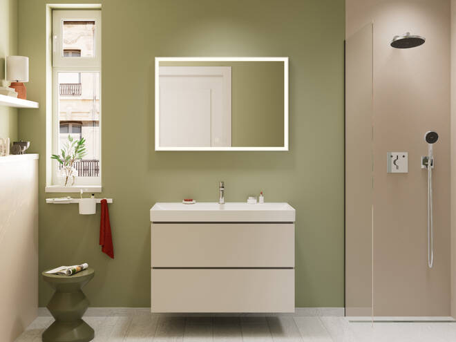 Close-up: Wash basin 1000/480 with tap hole and without overflow  SmartClean