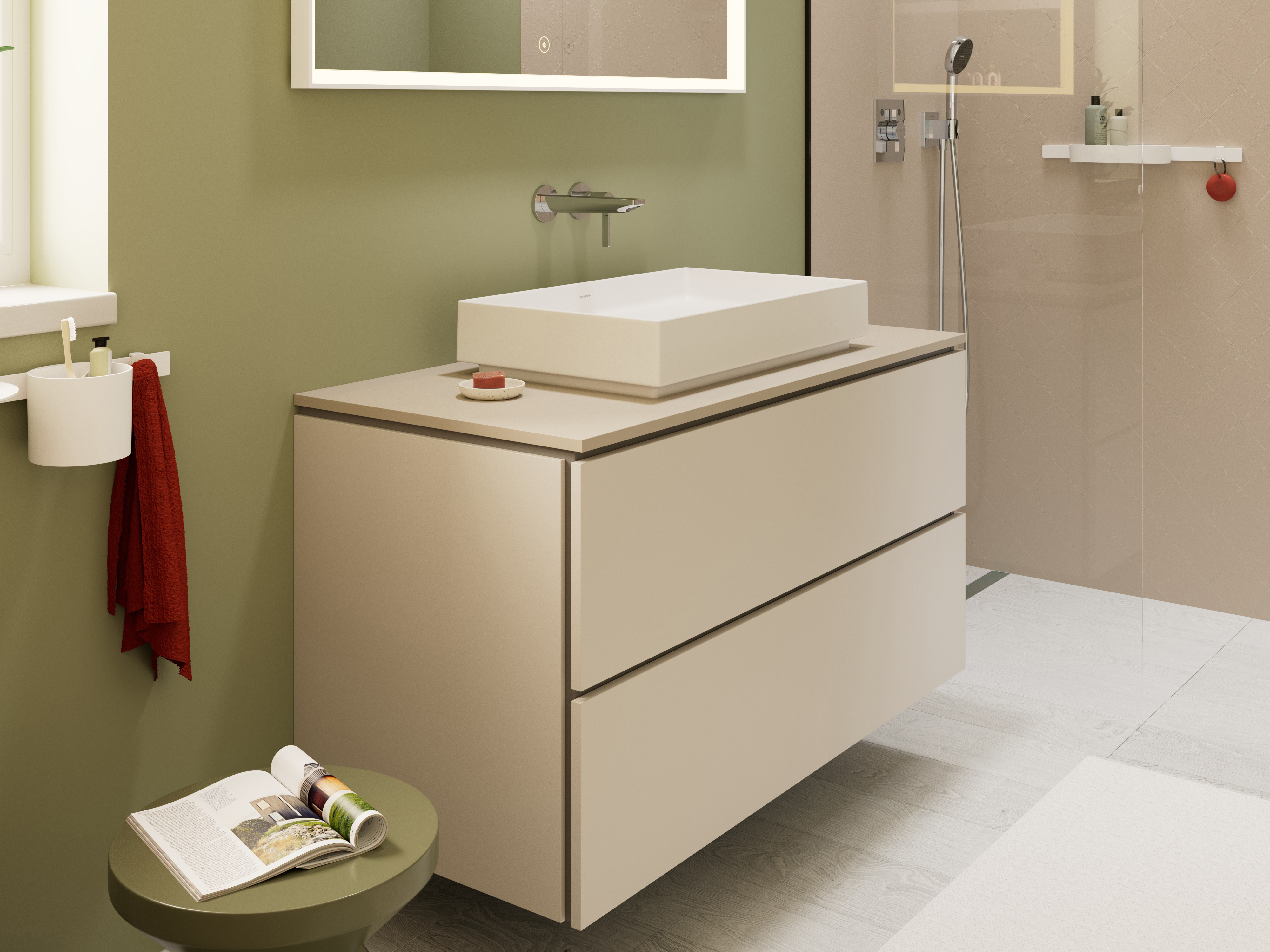 Close-up: Single lever basin mixer for concealed installation wall-mounted with spout 20 cm without waste set 19