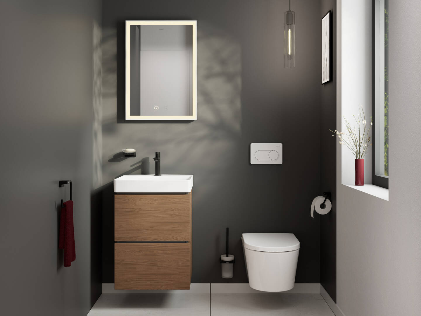 Close-up: Handrinse basin 500/480 with tap hole without overflow  SmartClean