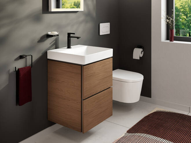 Close-up: Handrinse basin 500/480 with tap hole without overflow  SmartClean