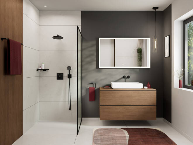 Close-up: Single lever basin mixer for concealed installation wall-mounted with spout 20 cm without waste set 8