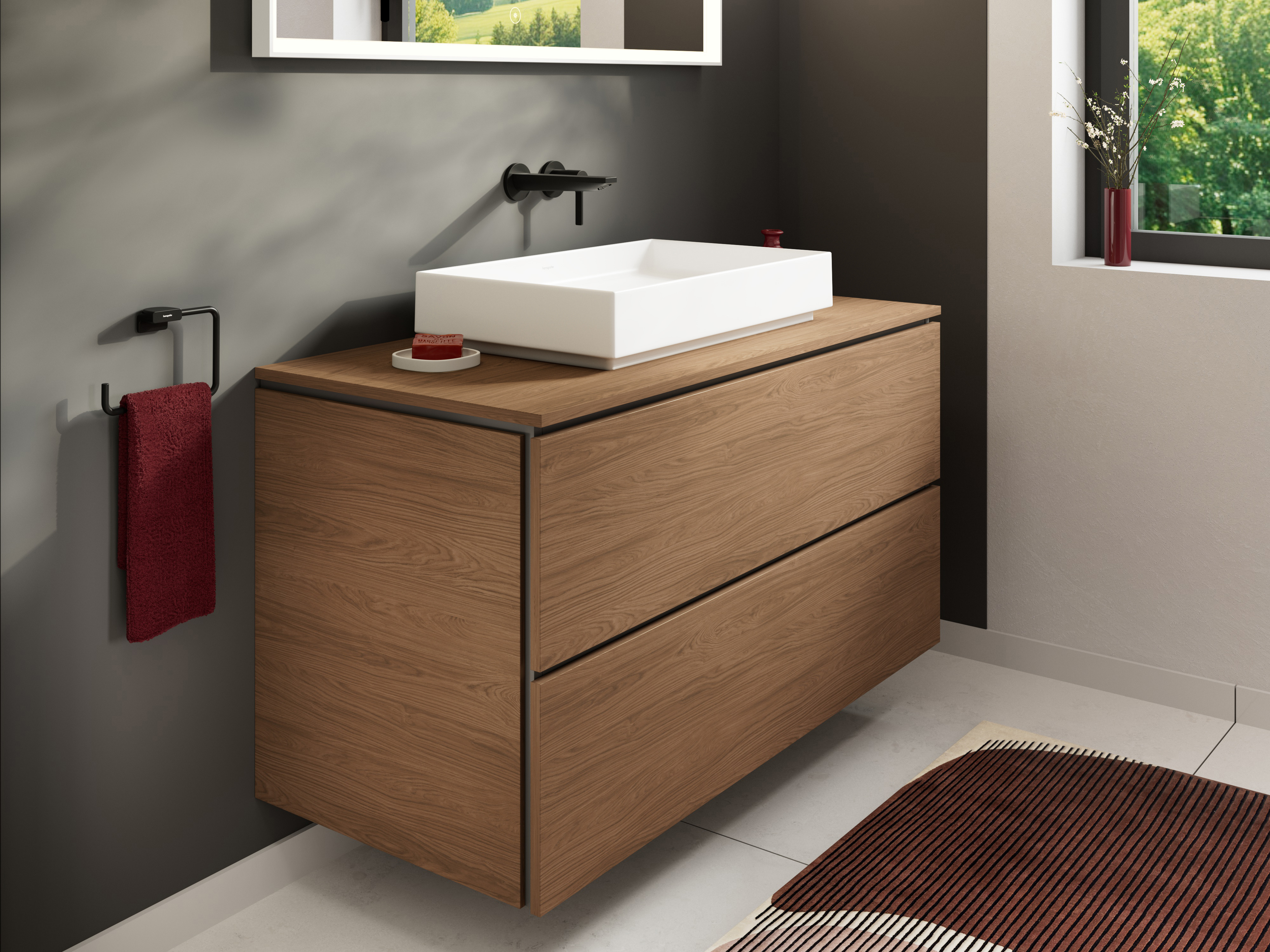 Close-up: Single lever basin mixer for concealed installation wall-mounted with spout 20 cm without waste set 6