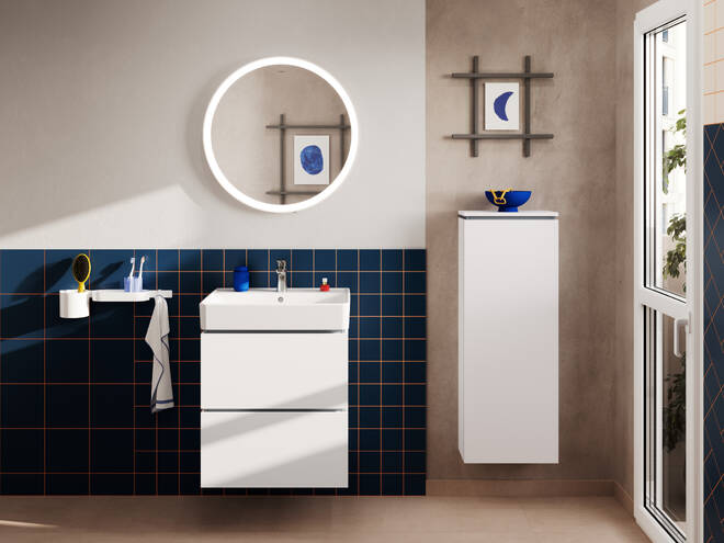 Close-Up: Waschtisch 600/480 mit Hahnloch und Überlauf 16