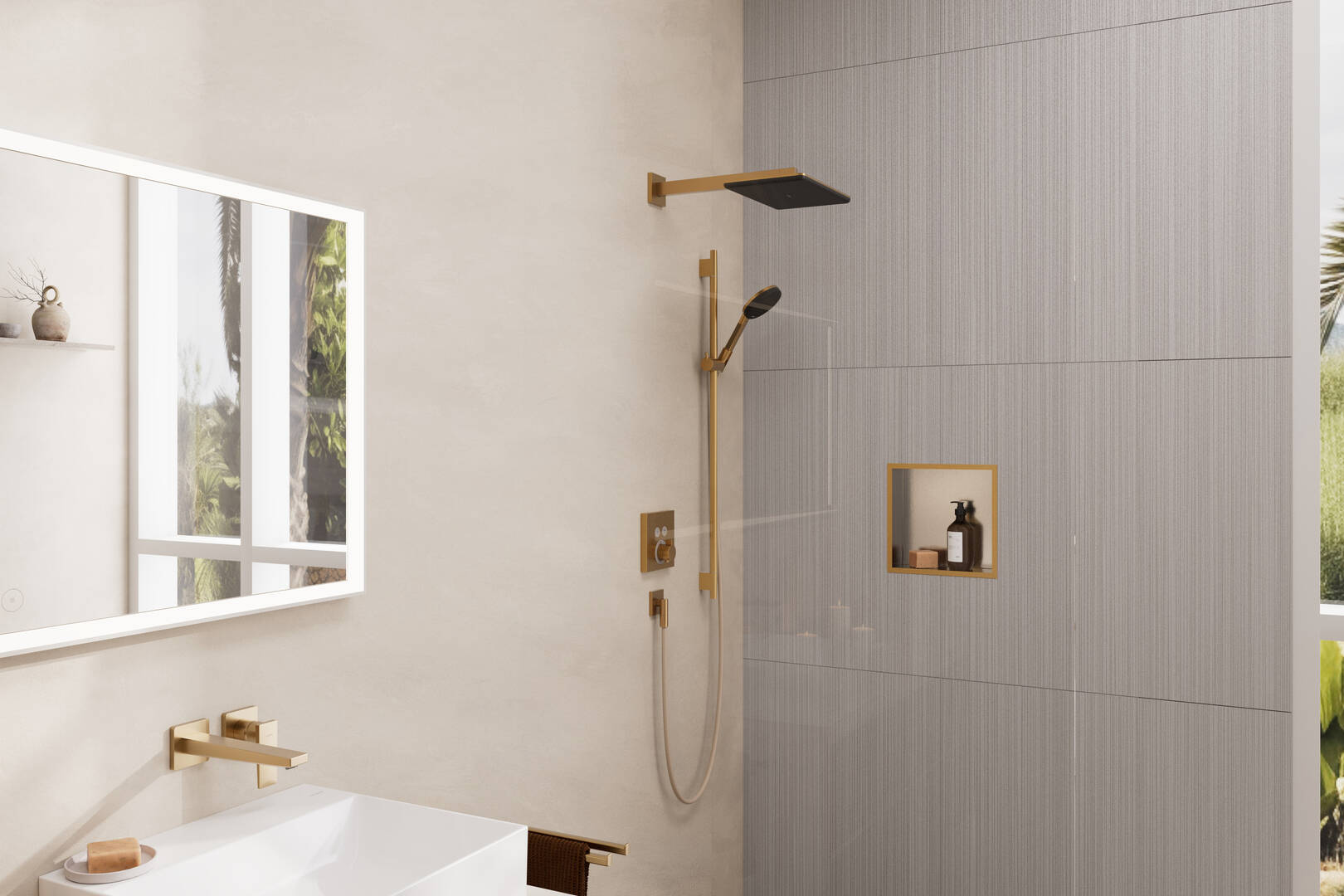 Primo piano: Nicchia ad incasso acciao inox spazzolato con cornice 300/300/100 1