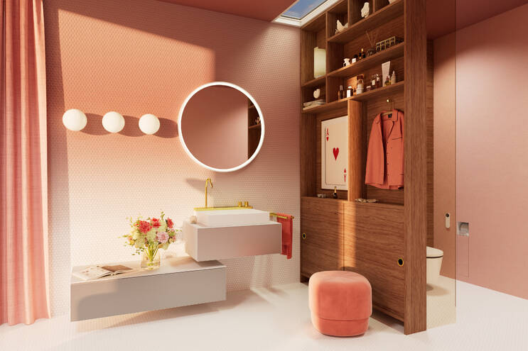 Close-up: Ingebouwde WC-borstelhouder met WC-papierhouder en betegelbare deur 32