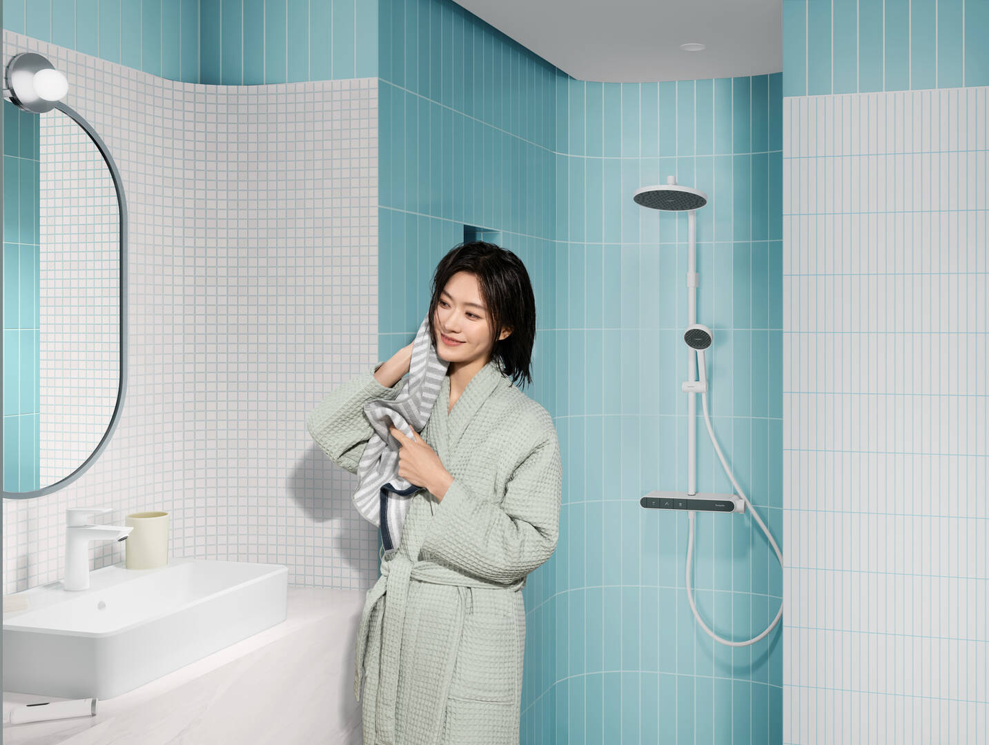 放大: Wash bowl 600/440 with tap hole and overflow  SmartClean