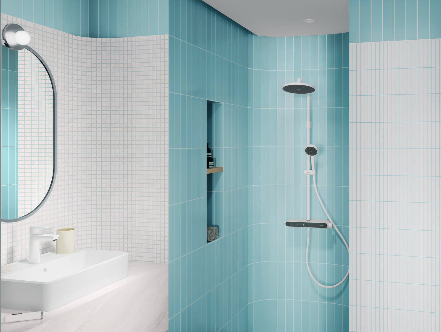 放大: Wash bowl 600/440 with tap hole and overflow  SmartClean