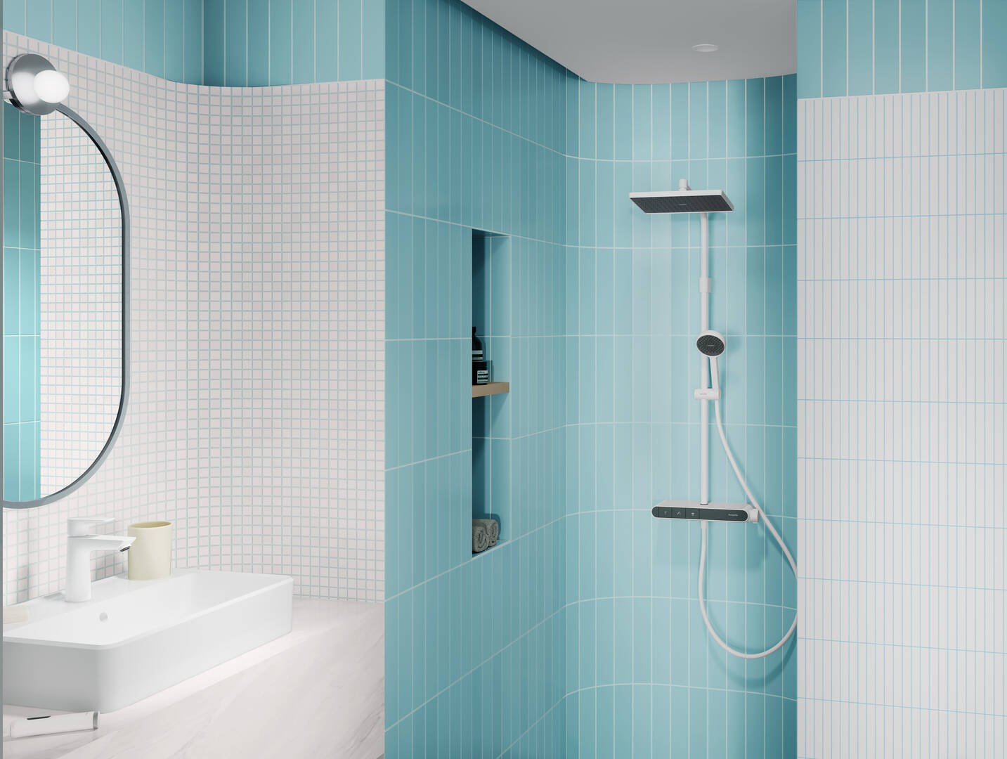 放大: Wash bowl 600/440 with tap hole and overflow  SmartClean