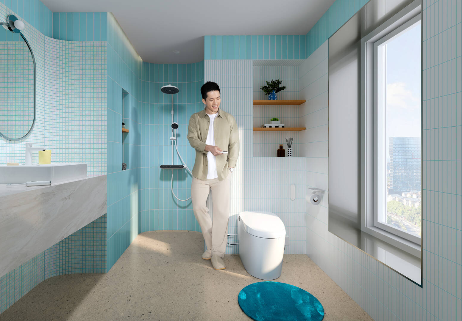 放大: Wash bowl 600/440 with tap hole and overflow  SmartClean