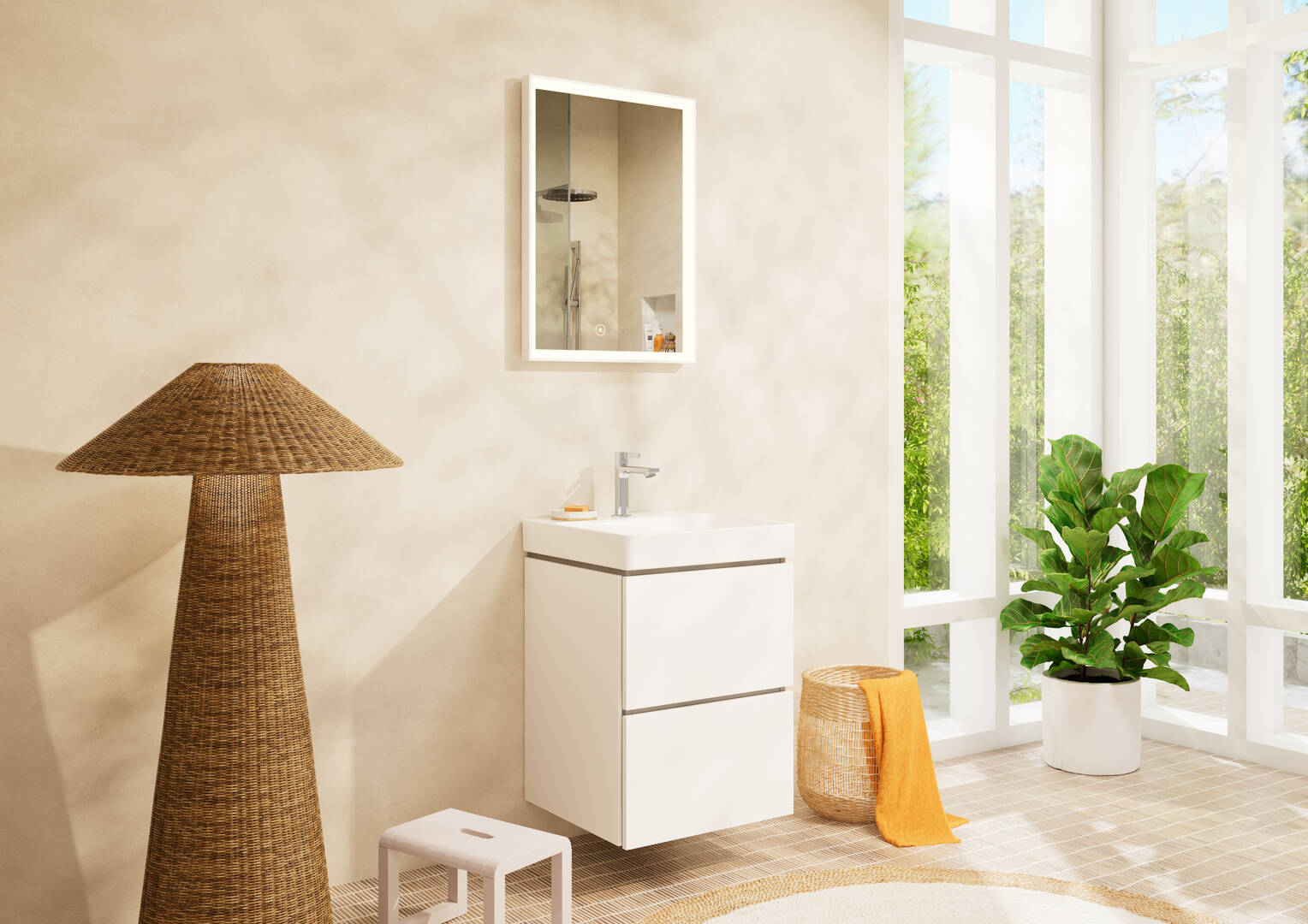 Close-up: Handrinse basin 500/480 with tap hole without overflow  SmartClean