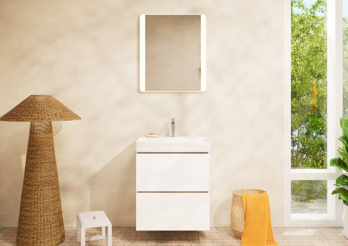 Close-up: Wash basin 600/480 with tap hole and without overflow  SmartClean