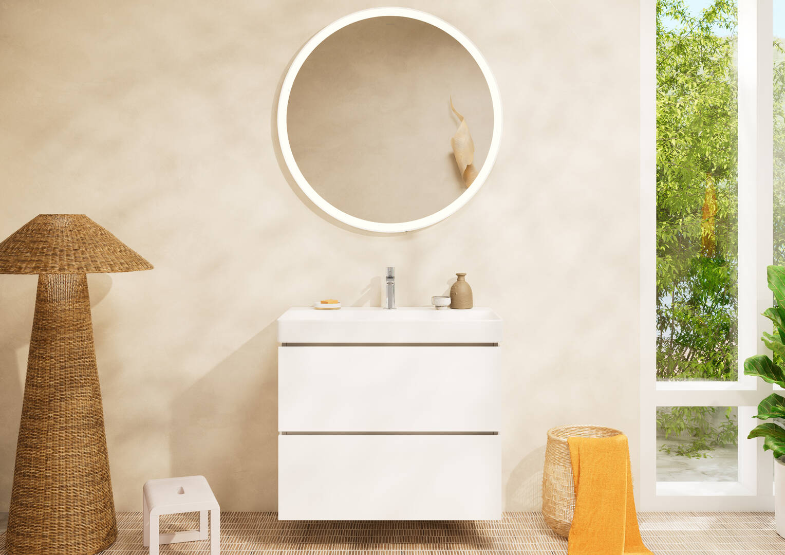 Close-up: Wash basin 800/480 with tap hole and without overflow  SmartClean