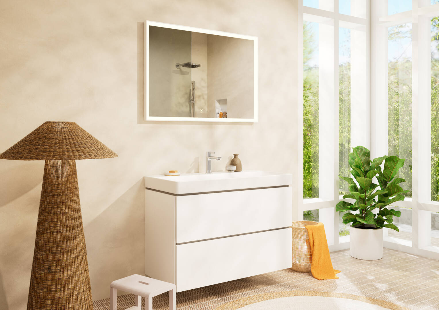 Close-up: Wash basin 1000/480 with tap hole and without overflow  SmartClean