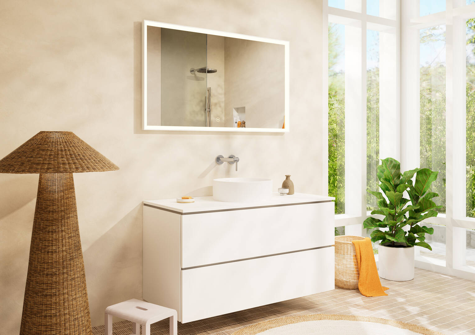 Close-up: Single lever basin mixer for concealed installation wall-mounted with spout 20 cm without waste set 1