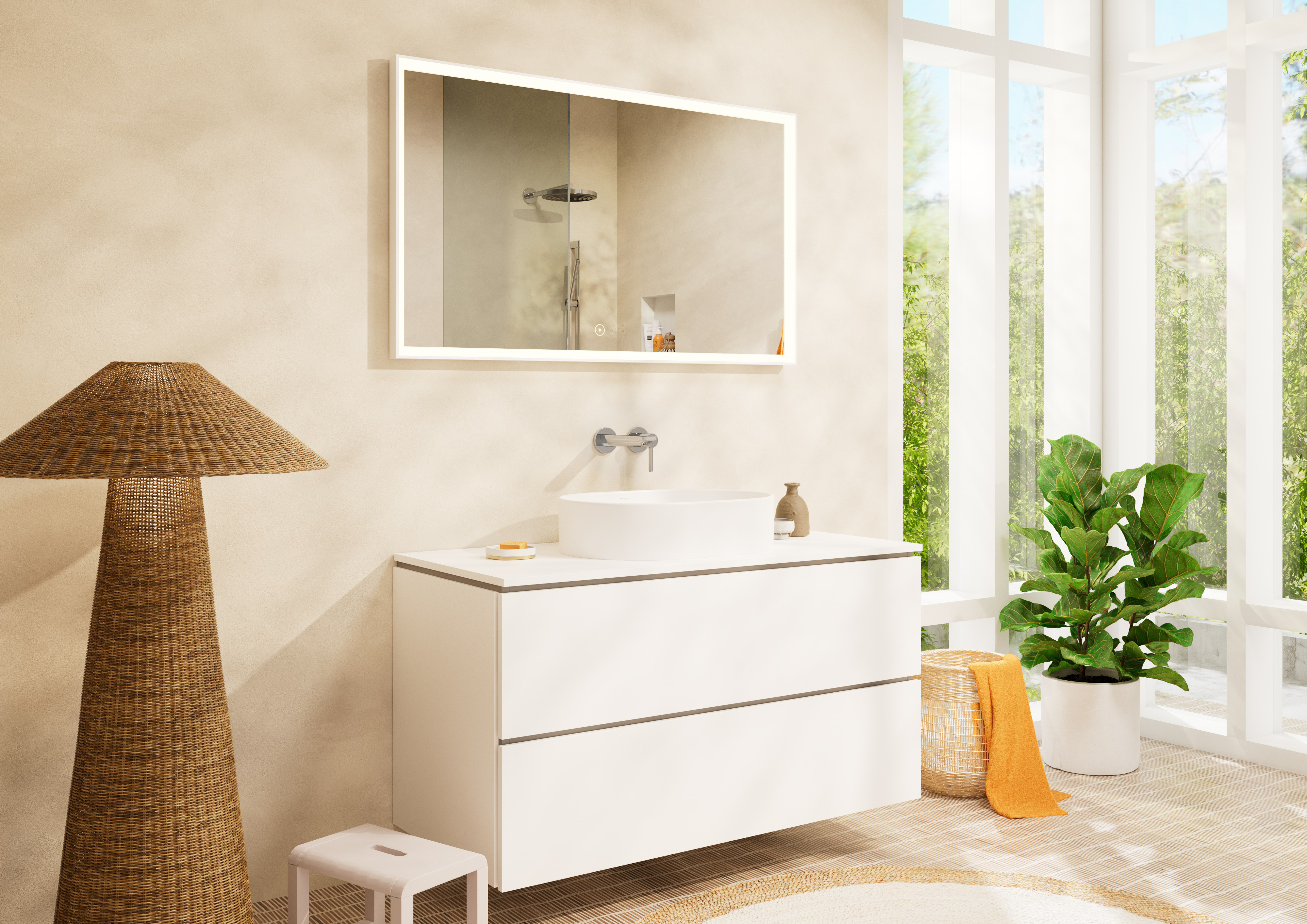 Close-up: Single lever basin mixer for concealed installation wall-mounted with spout 20 cm without waste set 2