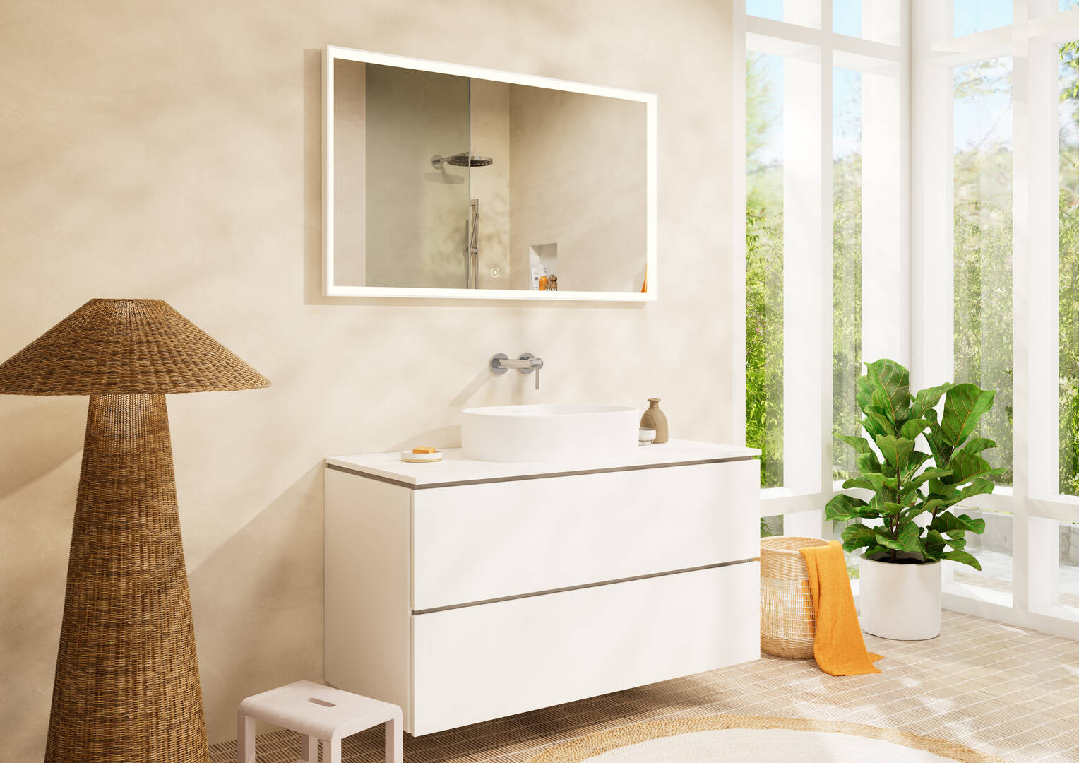 Close-up: Single lever basin mixer for concealed installation wall-mounted with spout 20 cm without waste set 2