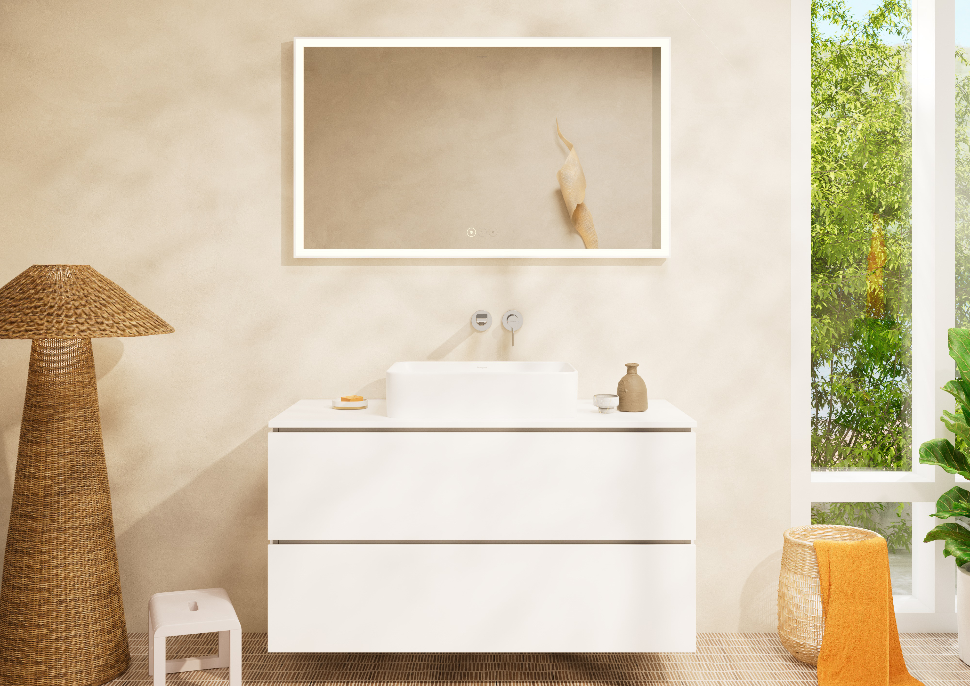 Close-up: Single lever basin mixer for concealed installation wall-mounted with spout 20 cm without waste set 6