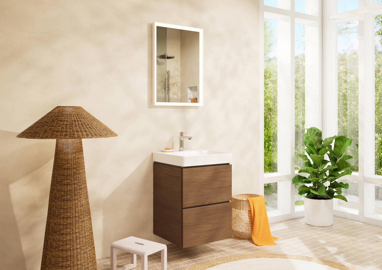 Close-up: Handrinse basin 500/480 with tap hole without overflow  SmartClean