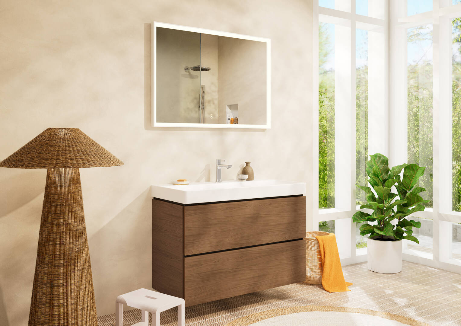 Close-up: Wash basin 1000/480 with tap hole and without overflow  SmartClean