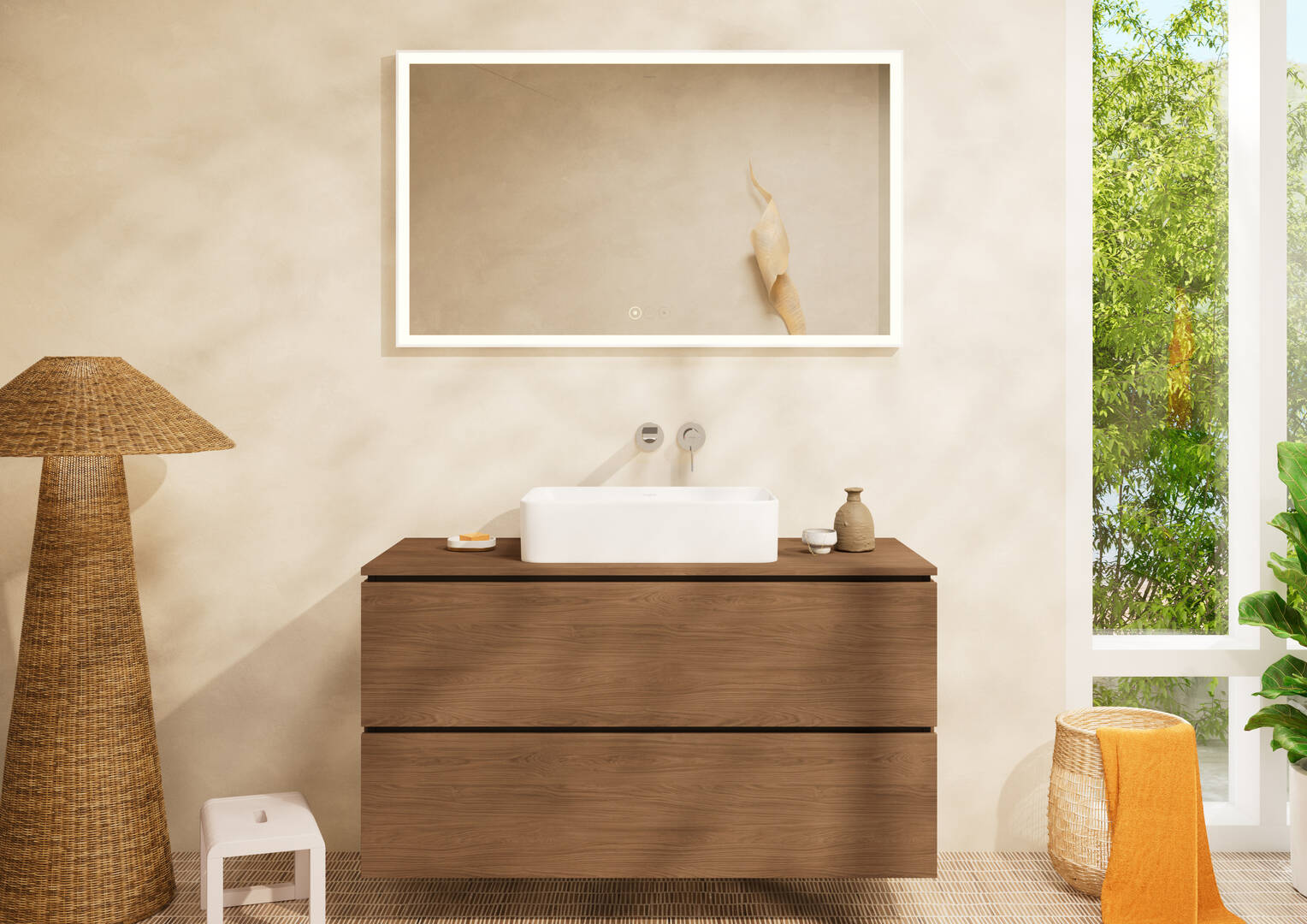 Close-up: Single lever basin mixer for concealed installation wall-mounted with spout 20 cm without waste set 1