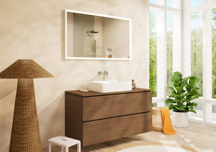 Close-up: Single lever basin mixer for concealed installation wall-mounted with spout 20 cm without waste set 2