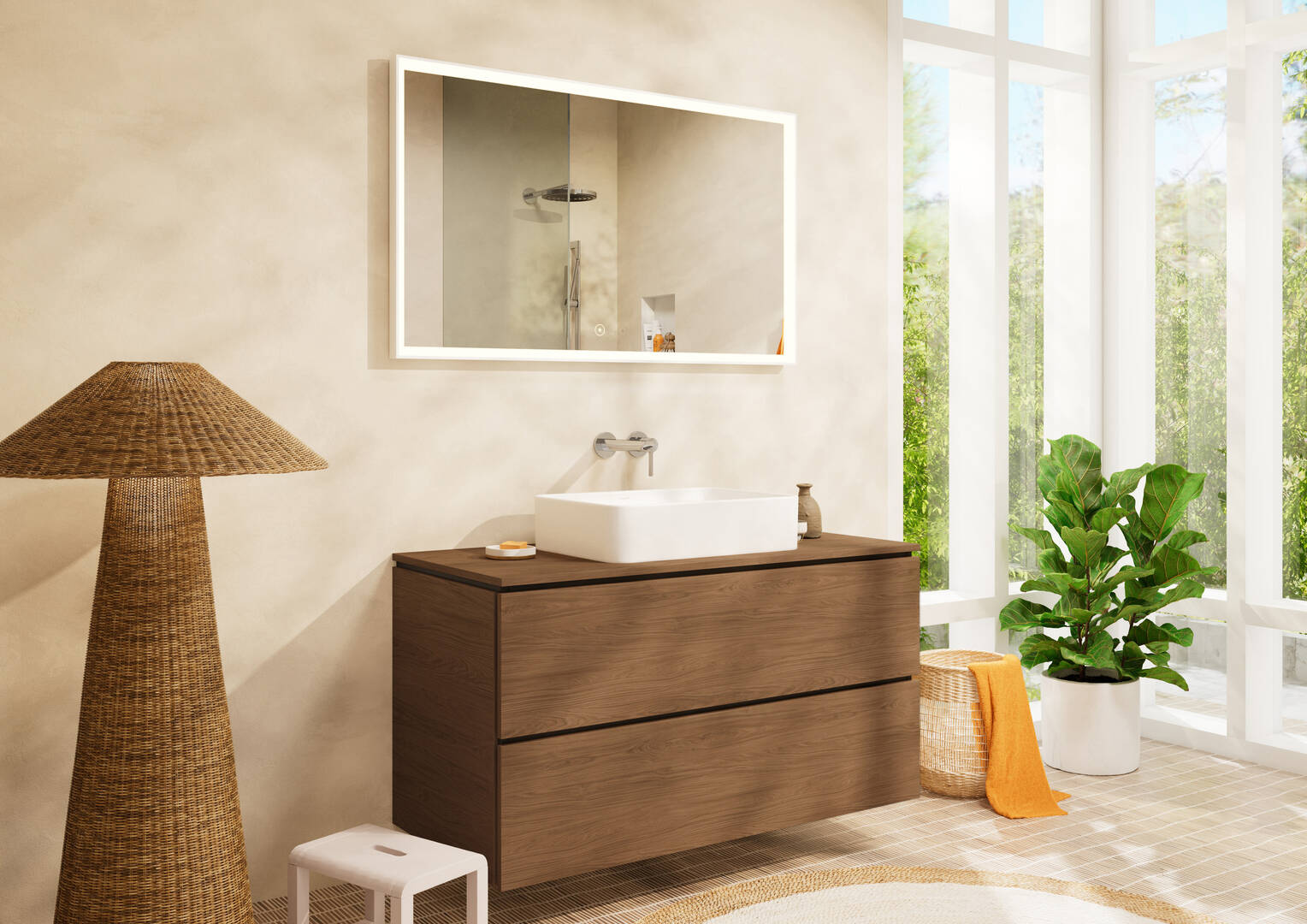 Close-up: Single lever basin mixer for concealed installation wall-mounted with spout 20 cm without waste set 2