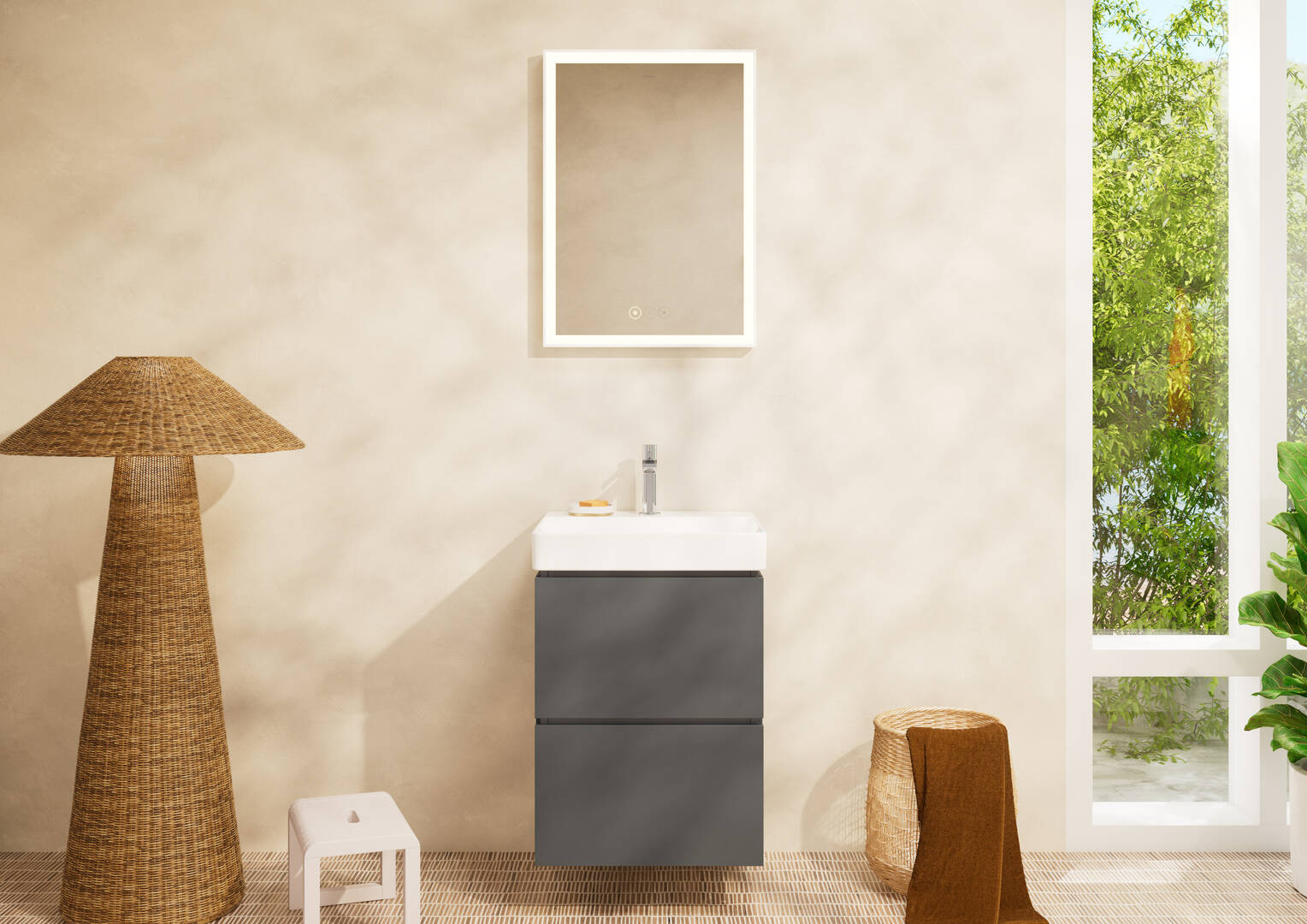 Close-up: Handrinse basin 500/480 with tap hole without overflow  SmartClean