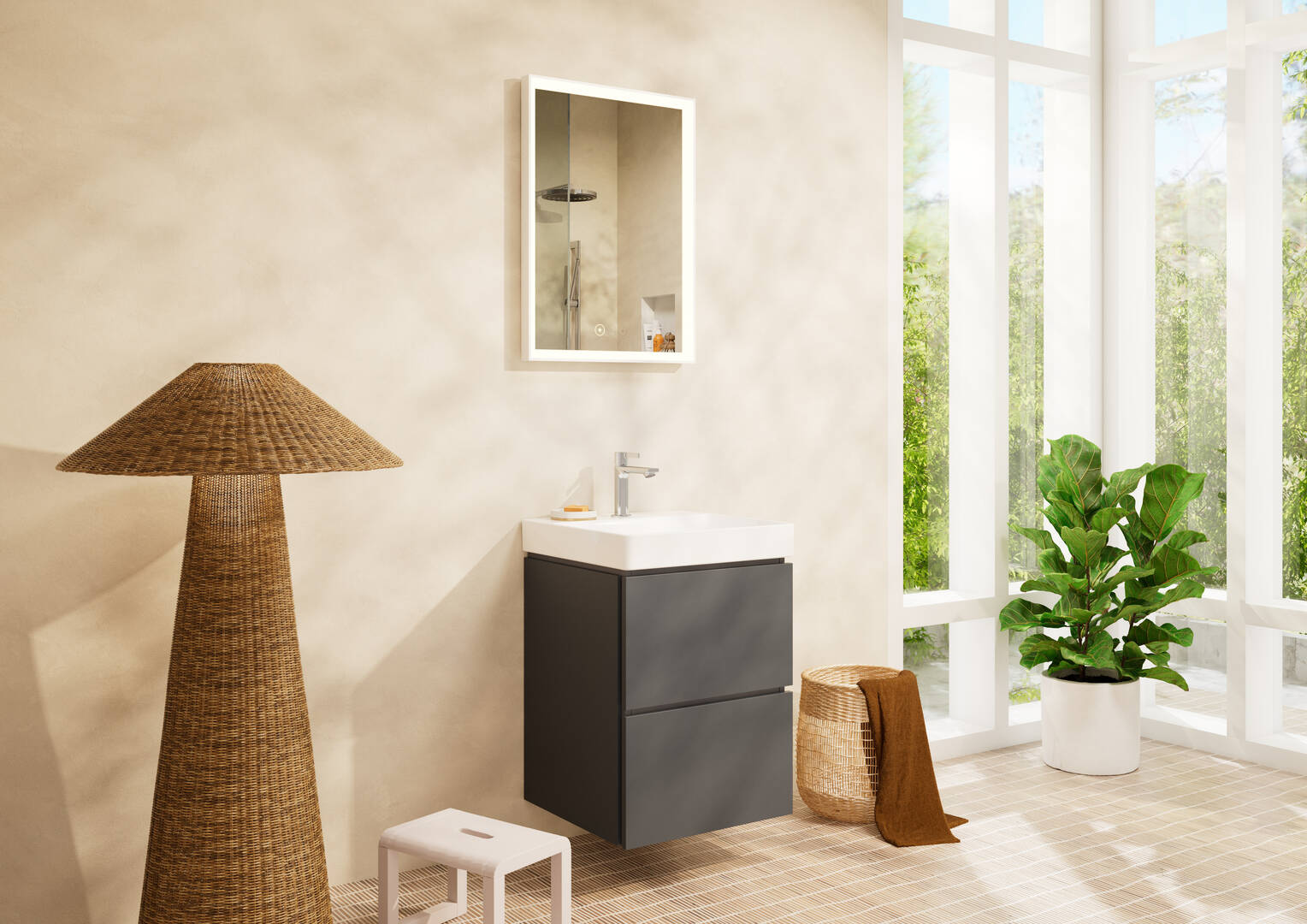 Close-up: Handrinse basin 500/480 with tap hole without overflow  SmartClean