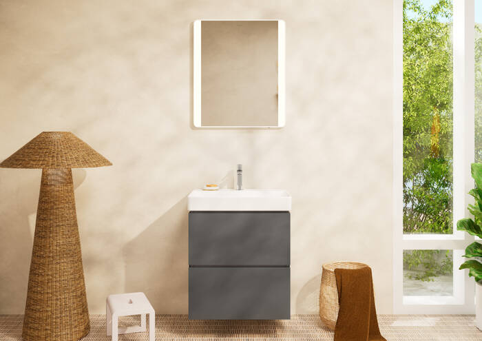 Close-up: Wash basin 600/480 with tap hole and without overflow  SmartClean