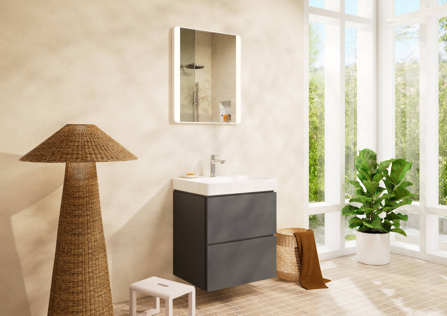 Close-up: Wash basin 600/480 with tap hole and without overflow  SmartClean