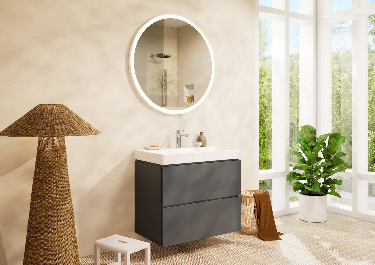 Close-up: Wash basin 800/480 with tap hole and without overflow  SmartClean