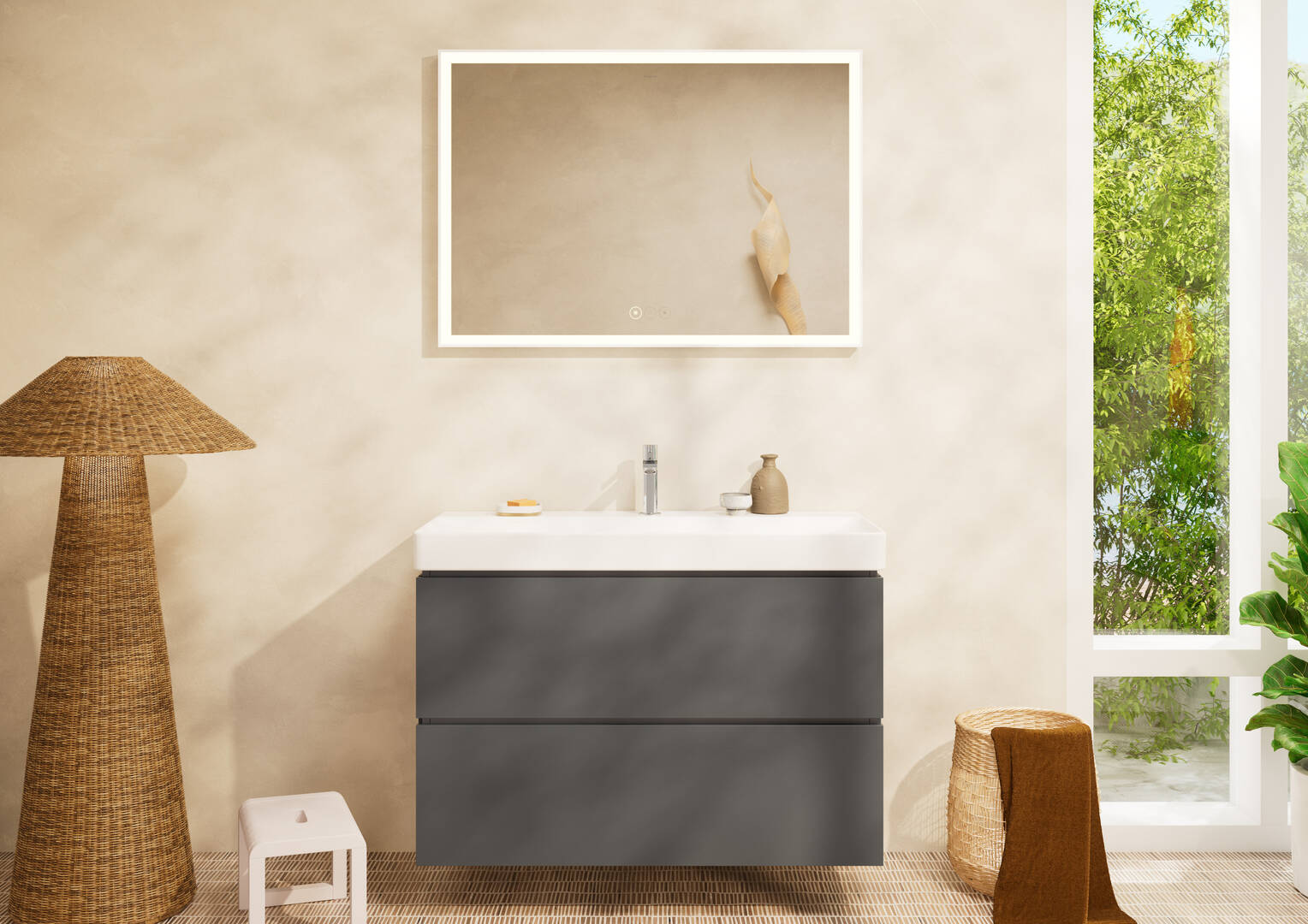 Close-up: Wash basin 1000/480 with tap hole and without overflow  SmartClean