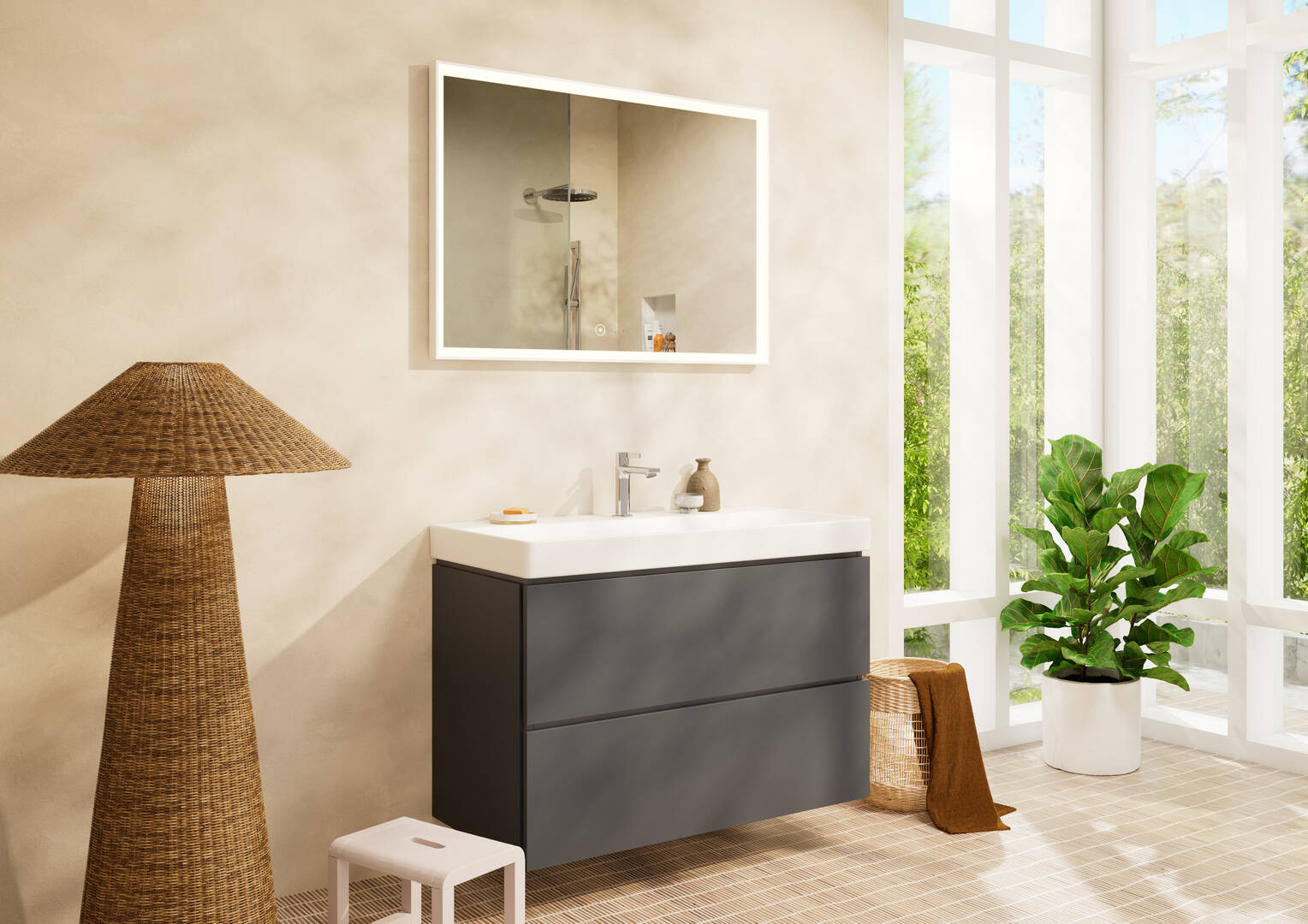 Close-up: Wash basin 1000/480 with tap hole and without overflow  SmartClean