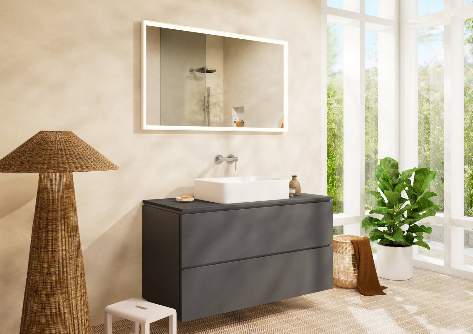 Close-up: Single lever basin mixer for concealed installation wall-mounted with spout 20 cm without waste set 9