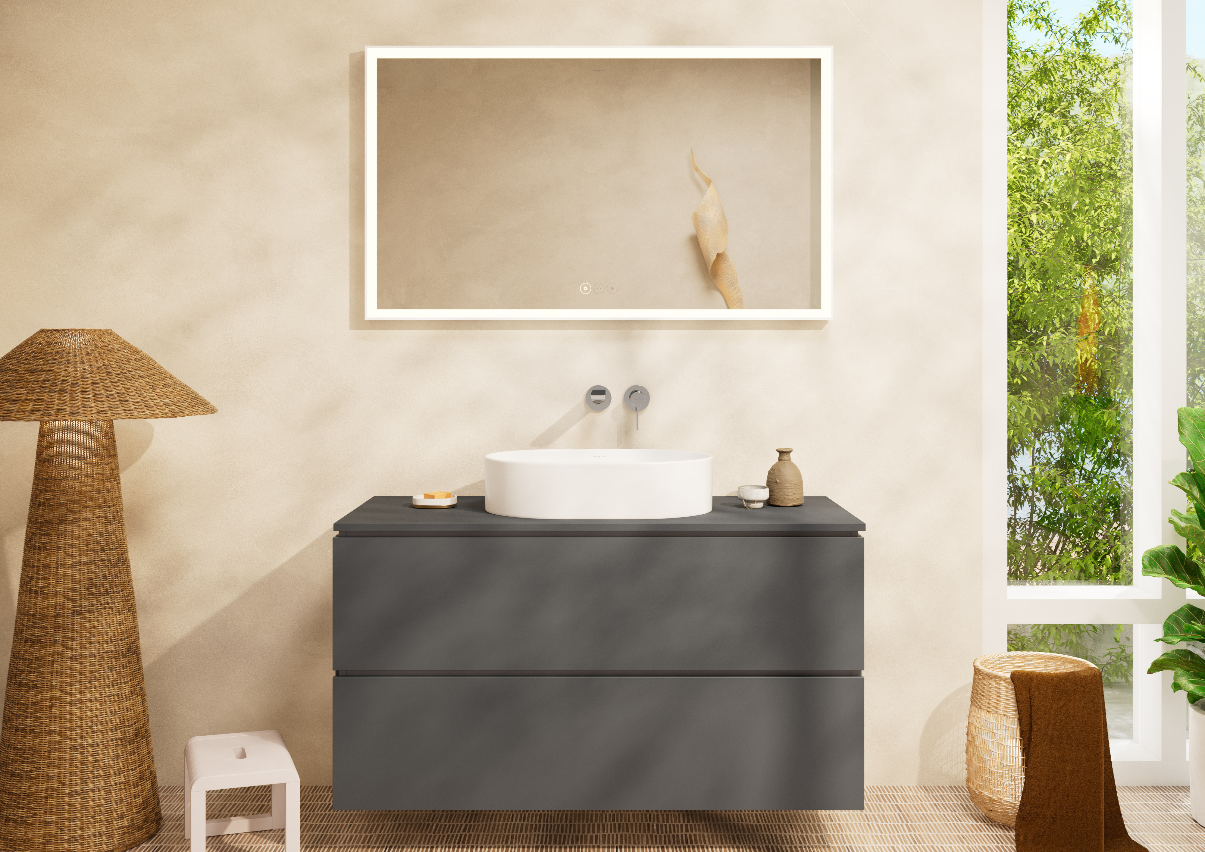 Close-up: Single lever basin mixer for concealed installation wall-mounted with spout 20 cm without waste set 10