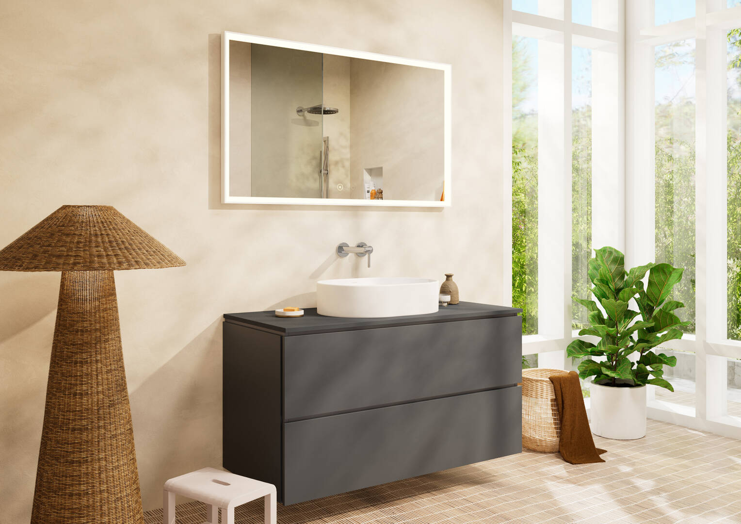 Close-up: Single lever basin mixer for concealed installation wall-mounted with spout 20 cm without waste set 8